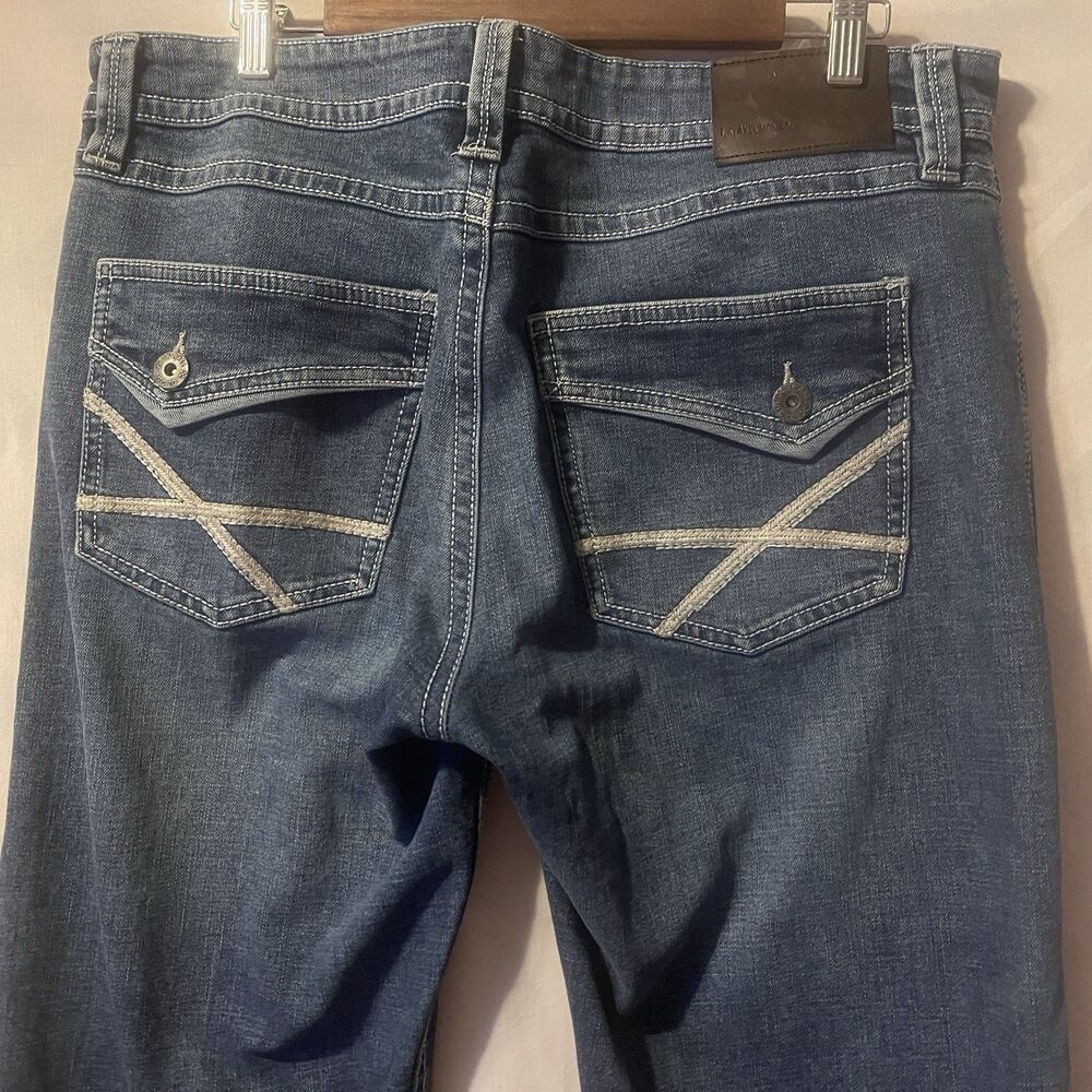 TK AXEL Nantucket Blue Slim Bootcut Stretch Denim Distressed Jeans (36)34x34